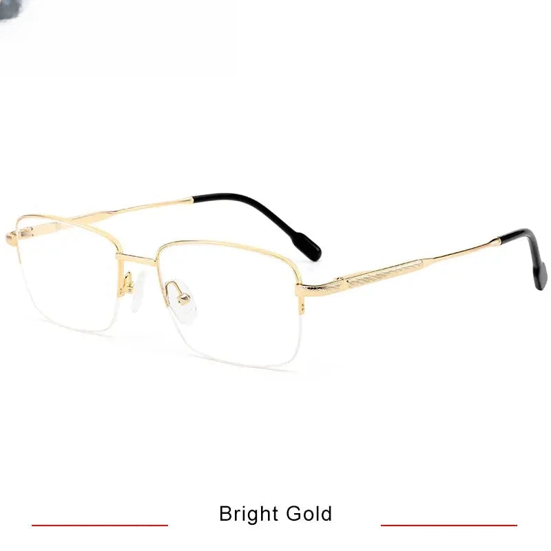 Men's Square Semi-Rimless Titanium Prescription Glasses 350027 — view 4 | Rx Spectacle
