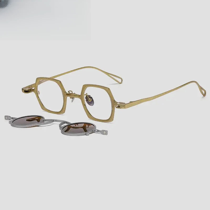 Unisex Square Full Rim Titanium Clip-On Prescription Glasses 1512 — view 6 | Rx Spectacle