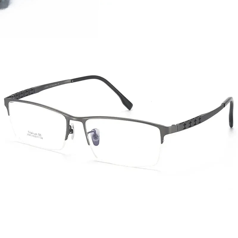 Men's Square Semi-Rimless Titanium Oversized Prescription Glasses 942023 — view 6 | Rx Spectacle