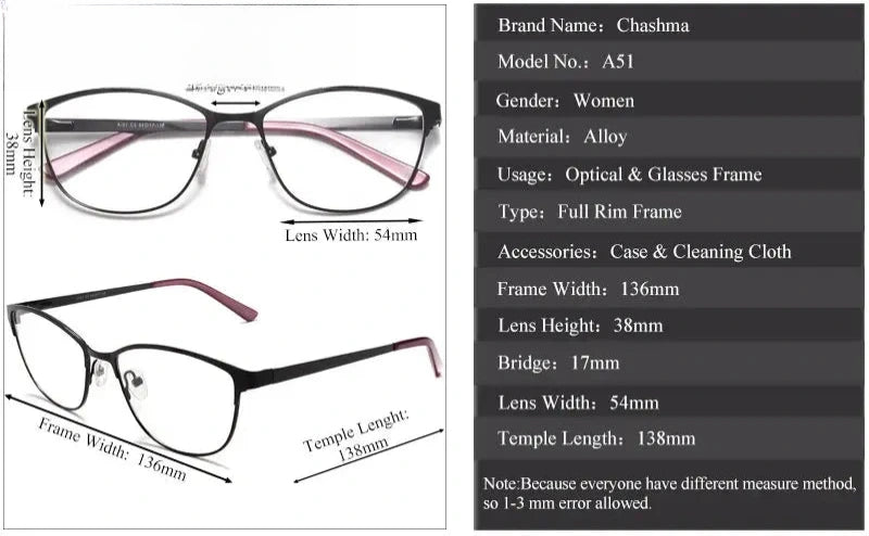 Women's Cat Eye Full Rim Alloy Prescription Glasses 41151 — view 9 | Rx Spectacle