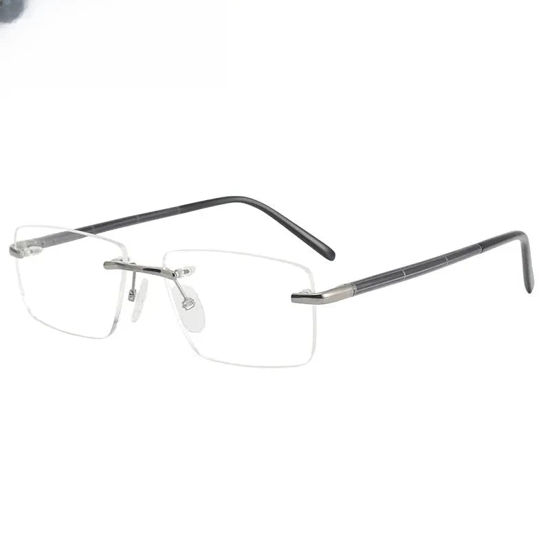 Unisex Square Rimless Titanium Prescription Glasses 816069 — view 5 | Rx Spectacle