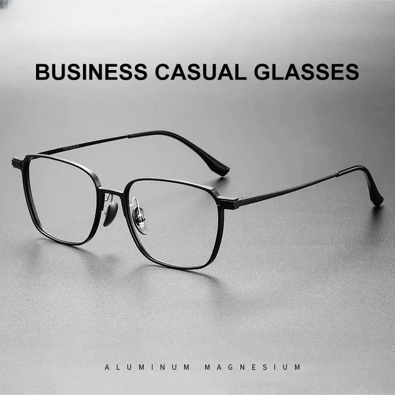 Unisex Square Full Rim Titanium Reading Glasses V20229 — view 3 | Rx Spectacle