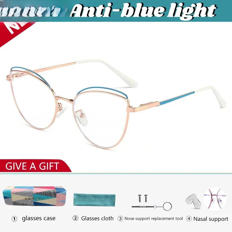 Women's Cat Eye Full Rim Alloy Reading Glasses 49745 — view 8 | Rx Spectacle