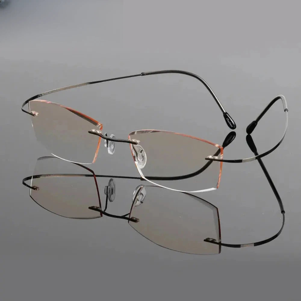 Men's Square Rimless Titanium Prescription Glasses 60744 — view 4 | Rx Spectacle