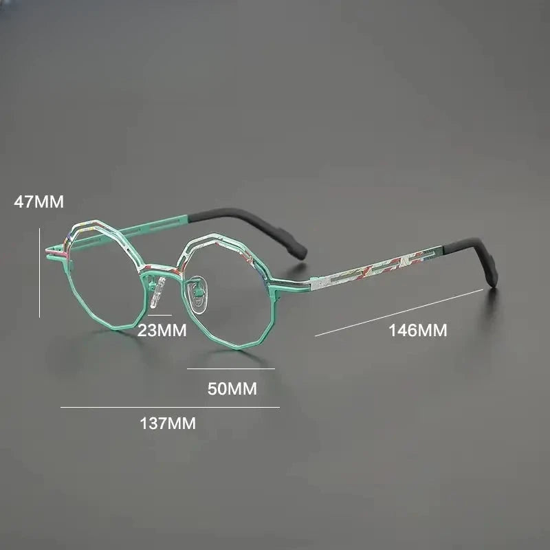 Women's Polygon Full Rim Titanium Prescription Glasses G85888 — view 2 | Rx Spectacle
