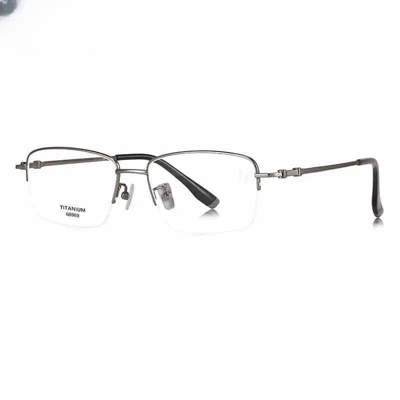Unisex Square Semi-Rimless Titanium Prescription Glasses 468969 — view 5 | Rx Spectacle