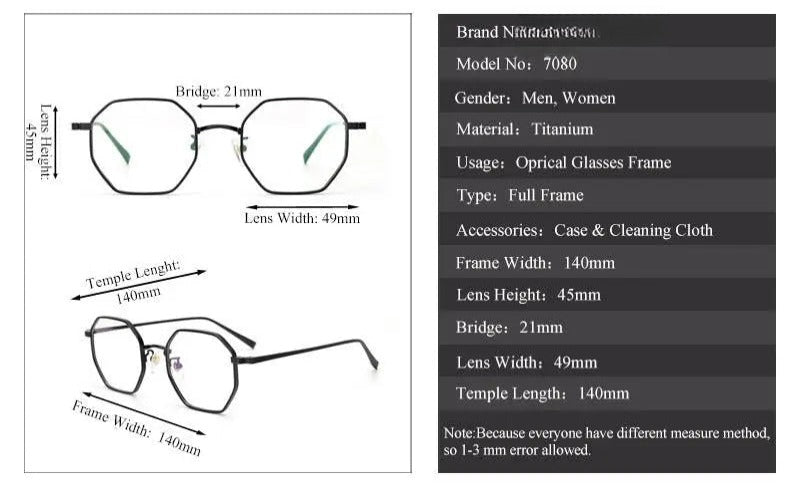 Women's Irregular Full Rim Titanium Prescription Glasses — view 10 | Rx Spectacle