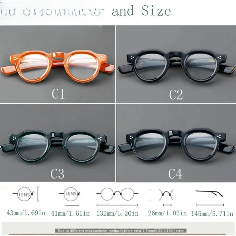 Unisex Round Full Rim Acetate Flat Top Prescription Glasses Y4341 — view 11 | Rx Spectacle