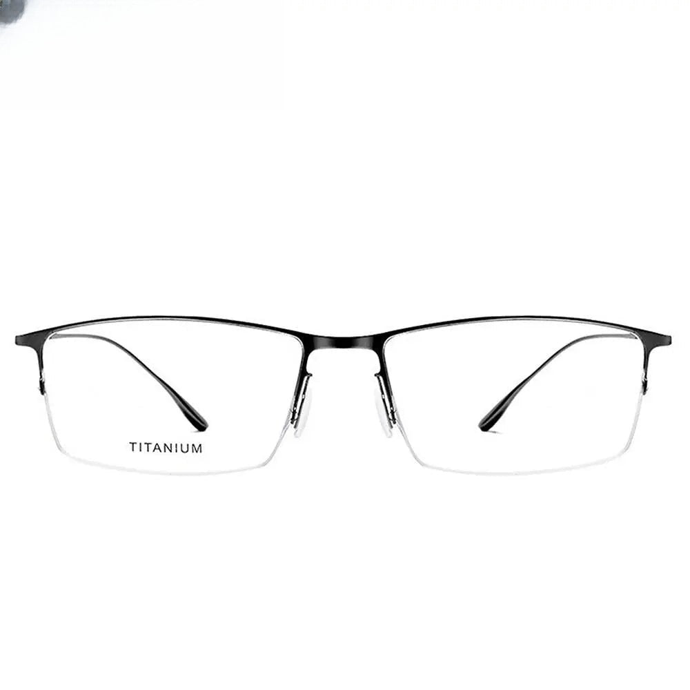 Men's Square Semi-Rimless Titanium Prescription Glasses 2611 — view 4 | Rx Spectacle