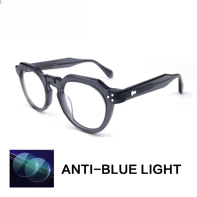 Unisex Round Full Rim Acetate Flat Top Reading Glasses Gx62207 — view 4 | Rx Spectacle