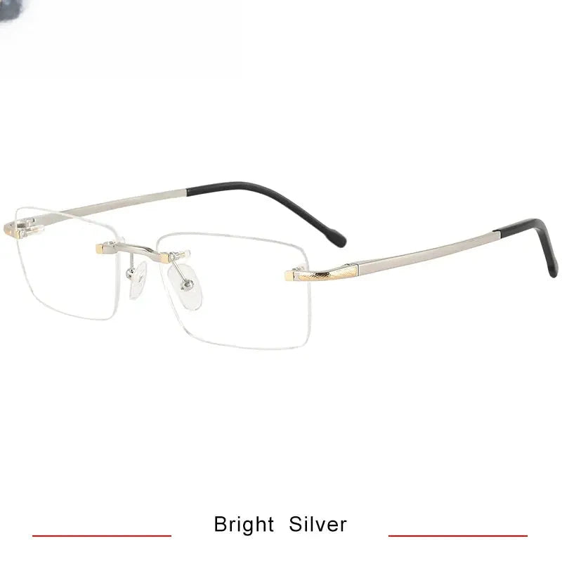 Men's Square Rimless Titanium Prescription Glasses 350023 — view 4 | Rx Spectacle