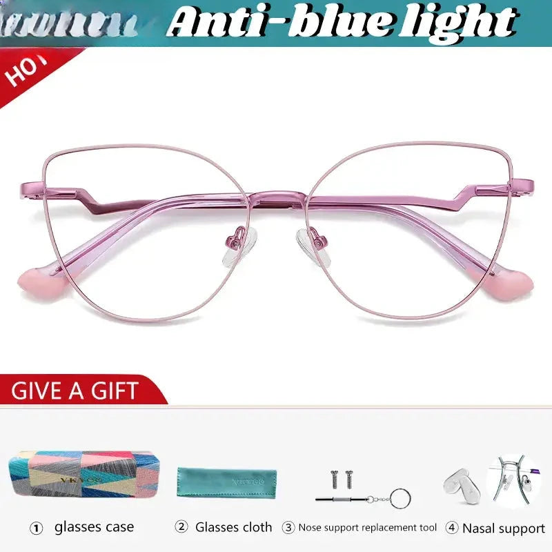 Women's Cat Eye Full Rim Stainless Steel Reading Glasses 3043 — view 9 | Rx Spectacle