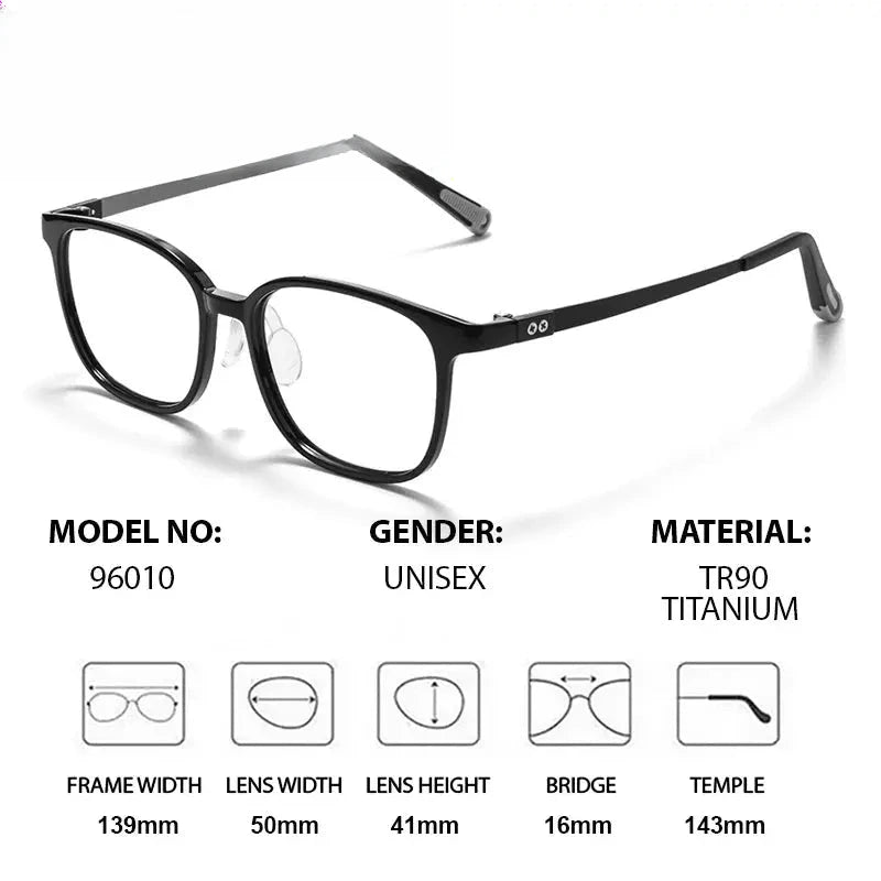 Unisex Square Full Rim Titanium Prescription Glasses 396010 — view 2 | Rx Spectacle