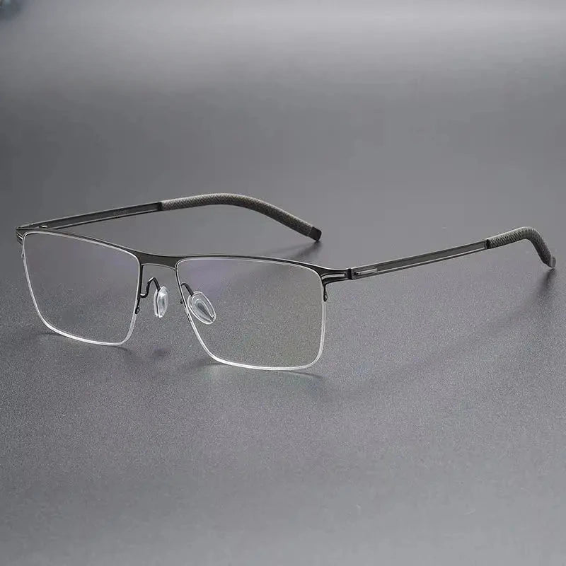 Men's Square Semi-Rimless Titanium Prescription Glasses 746267 — view 5 | Rx Spectacle
