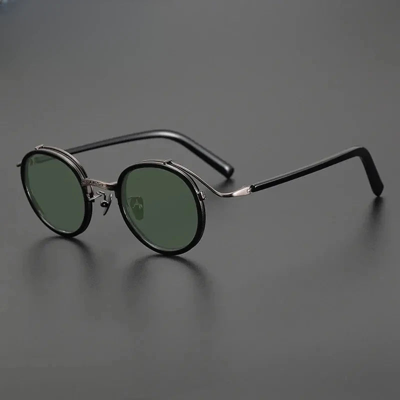 Unisex Round Full Rim Titanium Prescription Glasses Mo12 — view 12 | Rx Spectacle