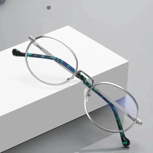 Women's Round Full Rim Stainless Steel Reading Glasses 3058 — view 1 | Rx Spectacle