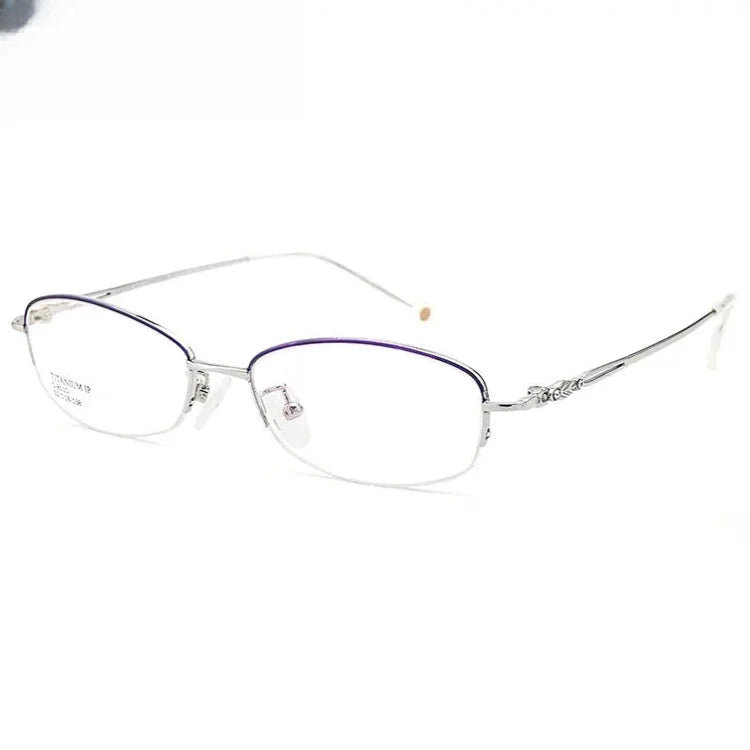 Women's Oval Semi-Rimless Titanium Prescription Glasses 48110 — view 3 | Rx Spectacle