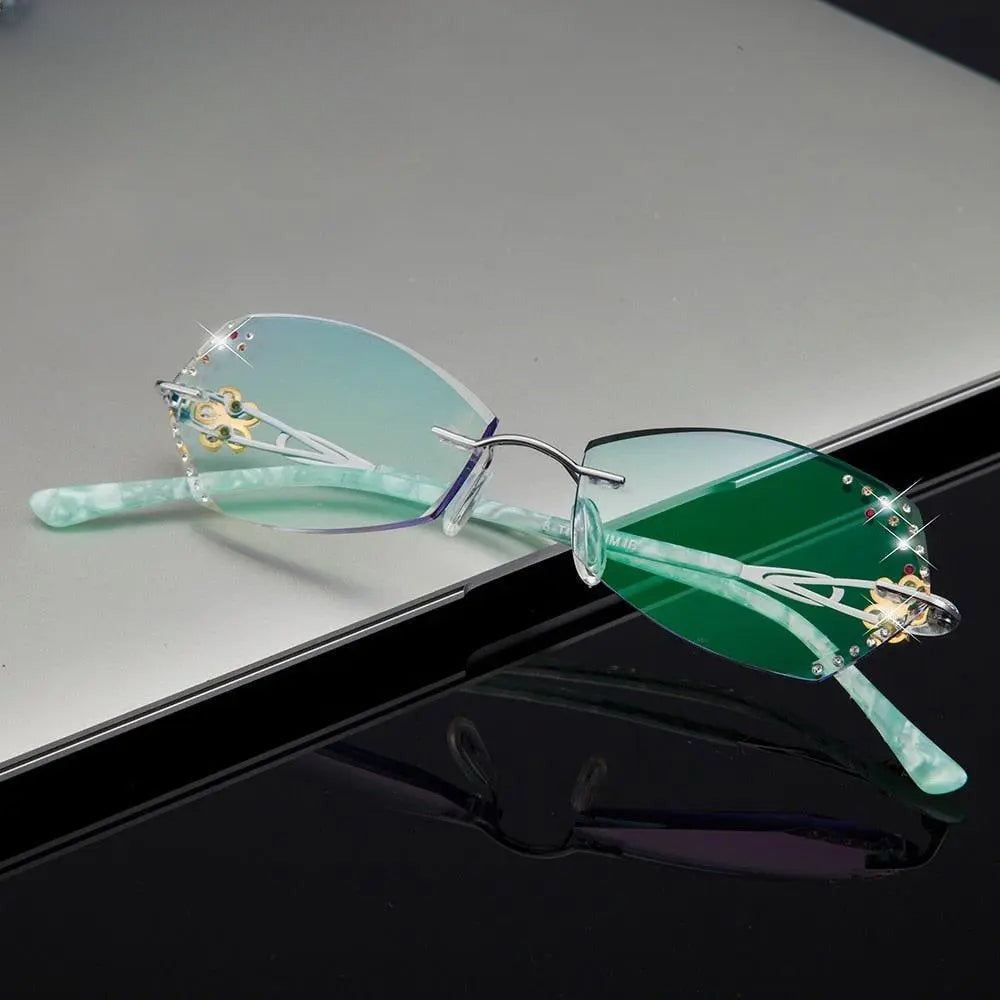 Women's Square Rimless Titanium Prescription Glasses 2889 — view 10 | Rx Spectacle