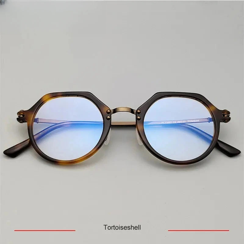 Women's Round Full Rim Titanium Flat Top Prescription Glasses 715882 — view 4 | Rx Spectacle