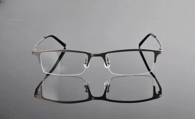 Men's Rectangular Semi-Rimless Titanium Prescription Glasses T8906s — view 2 | Rx Spectacle