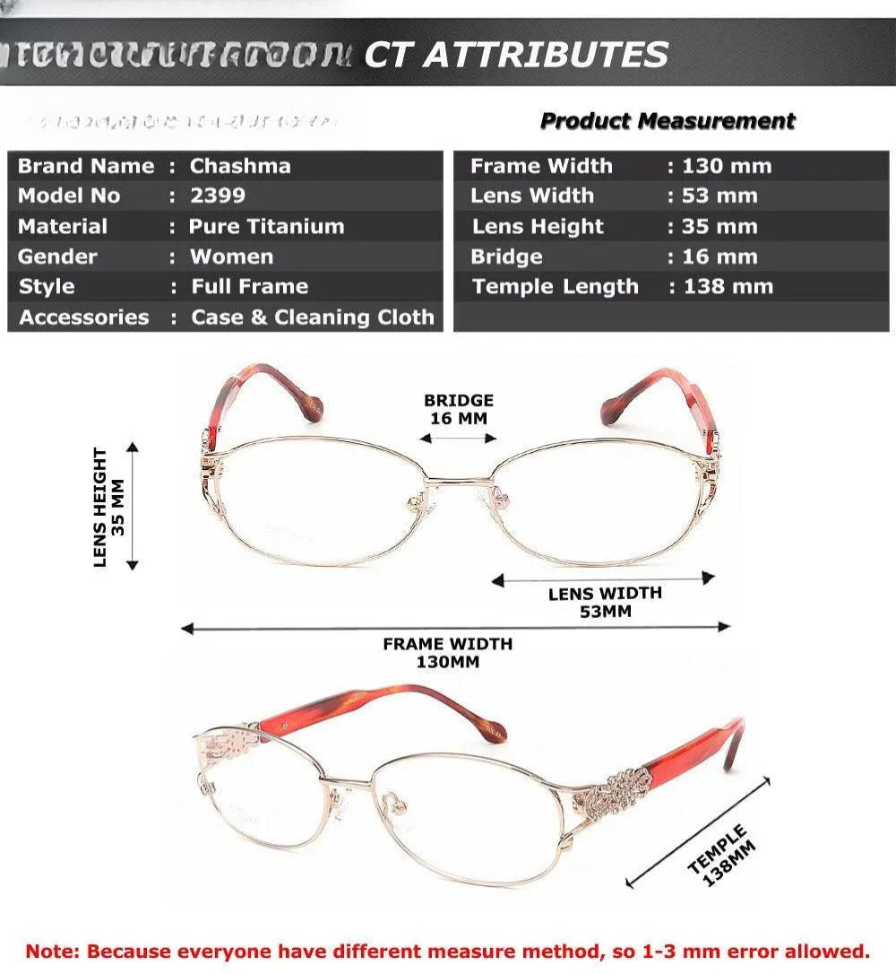 Women's Oval Full Rim Titanium Prescription Glasses 2399 — view 14 | Rx Spectacle
