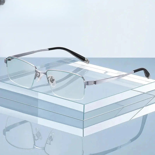 Women's Square Semi-Rimless Titanium Prescription Glasses 0907 — view 1 | Rx Spectacle