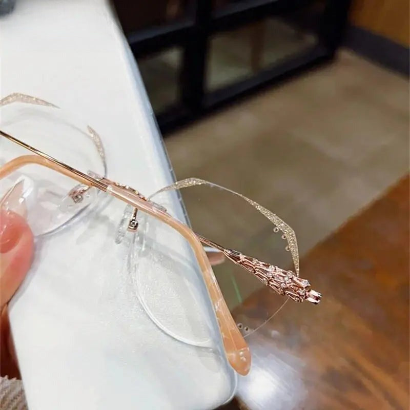 Women's Round Rimless Titanium Prescription Glasses 156 — view 4 | Rx Spectacle