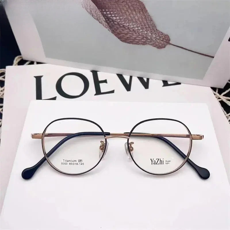 Unisex Round Full Rim Titanium Prescription Glasses 5050 — view 8 | Rx Spectacle