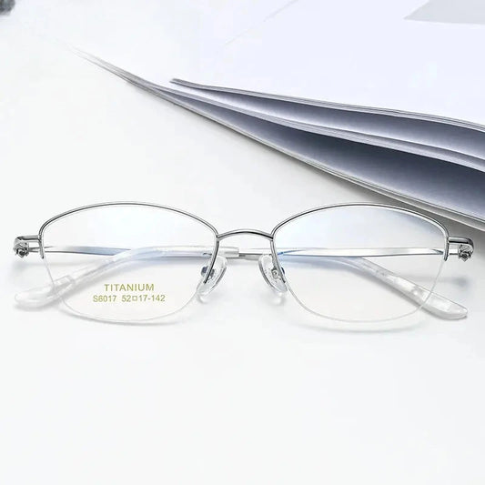 Women's Oval Semi-Rimless Titanium Prescription Glasses 6017 — view 1 | Rx Spectacle