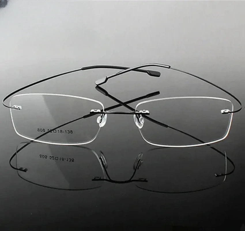 Women's Square Rimless Titanium Prescription Glasses 60745 — view 1 | Rx Spectacle