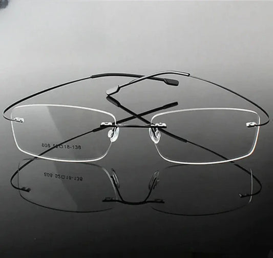 Women's Square Rimless Titanium Prescription Glasses 60745 — view 1 | Rx Spectacle