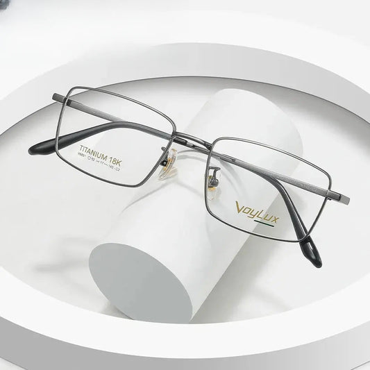 Women's Square Full Rim Titanium Prescription Glasses 689122 — view 1 | Rx Spectacle