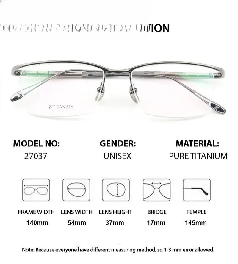 Unisex Browline Semi-Rimless Titanium Prescription Glasses 627037 — view 2 | Rx Spectacle