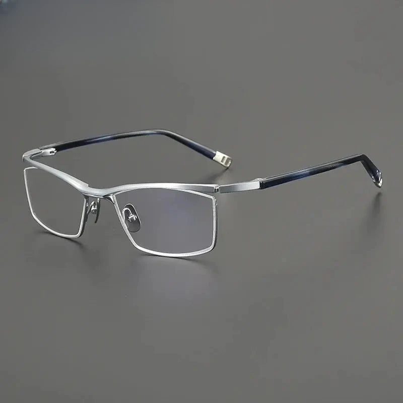 Unisex Browline Semi-Rimless Titanium Prescription Glasses Gxyj2663 — view 1 | Rx Spectacle