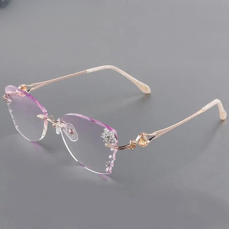Women's Butterfly Rimless Titanium Prescription Glasses 88301 — view 2 | Rx Spectacle