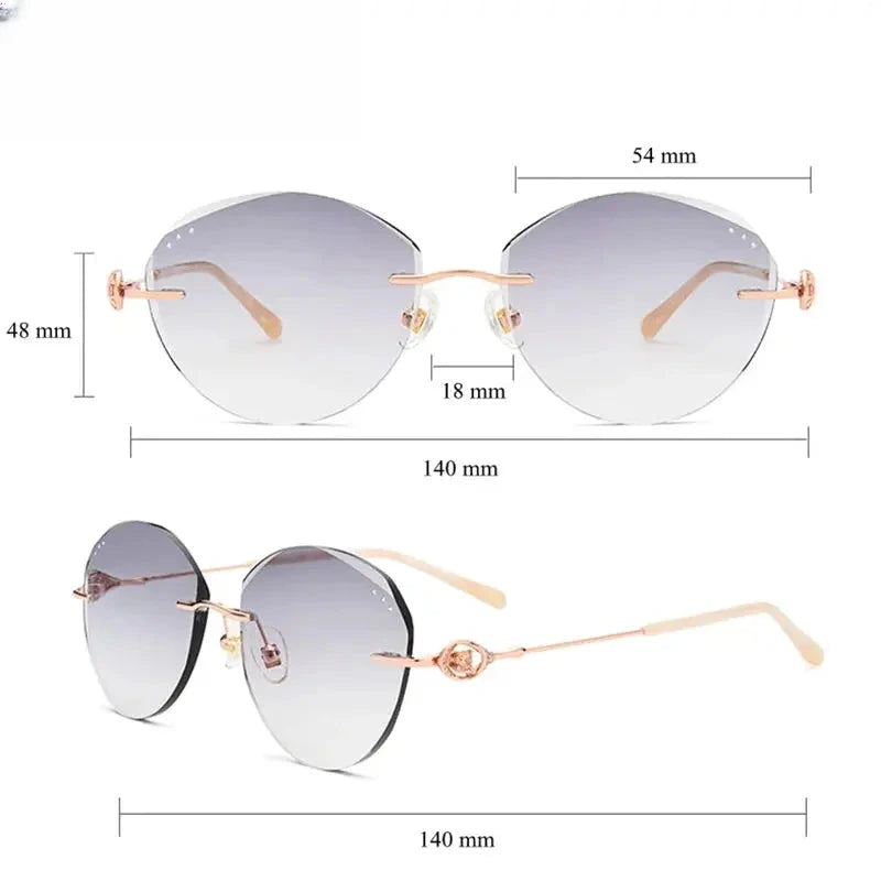 Women's Cat Eye Rimless Titanium Prescription Glasses 698170 — view 2 | Rx Spectacle