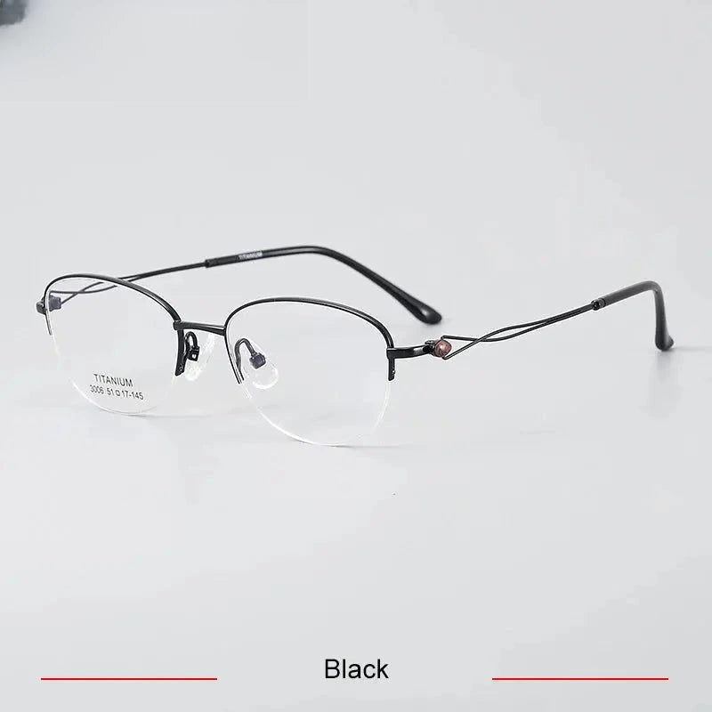 Women's Oval Semi-Rimless Titanium Prescription Glasses 33006 — view 7 | Rx Spectacle