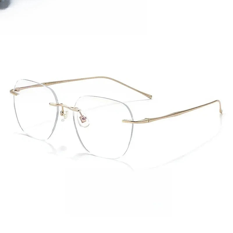 Unisex Polygon Rimless Stainless Steel Prescription Glasses 699632 — view 7 | Rx Spectacle