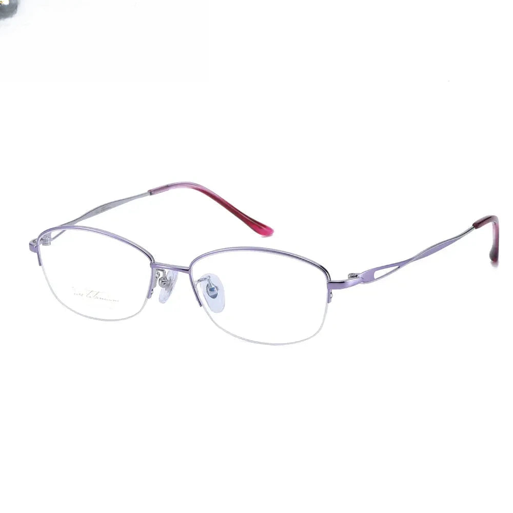 Women's Oval Semi-Rimless Titanium Prescription Glasses 770662 — view 4 | Rx Spectacle