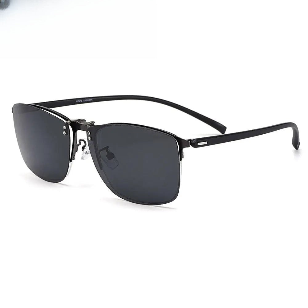 Men's Square Full Rim Titanium Clip-On Prescription Glasses S9341 — view 1 | Rx Spectacle