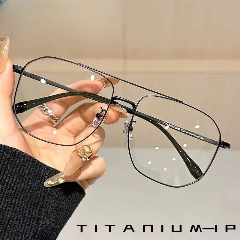 Men's Oval Full Rim Titanium Double Bridge Prescription Glasses 55881 — view 1 | Rx Spectacle