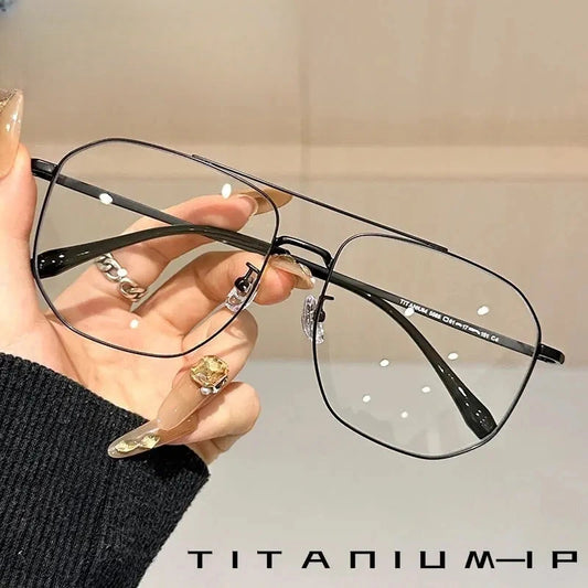 Men's Oval Full Rim Titanium Double Bridge Prescription Glasses 55881 — view 1 | Rx Spectacle