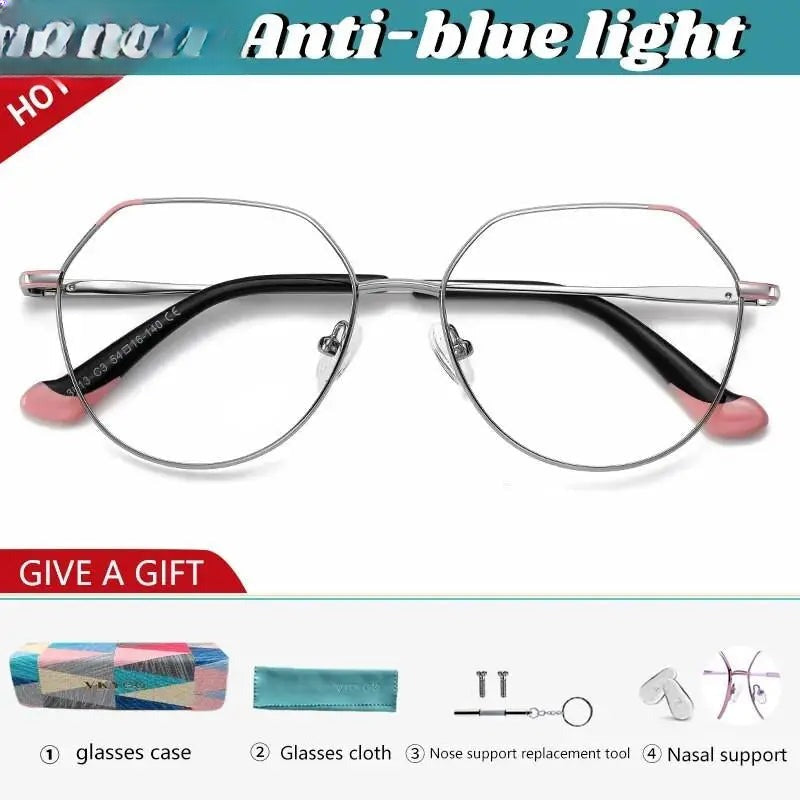 Women's Polygon Full Rim Stainless Steel Reading Glasses 3013 — view 9 | Rx Spectacle