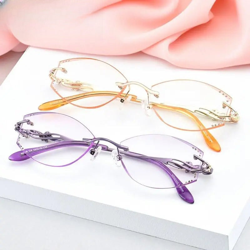Women's Irregular Full Rim Titanium Prescription Glasses 80363 — view 9 | Rx Spectacle