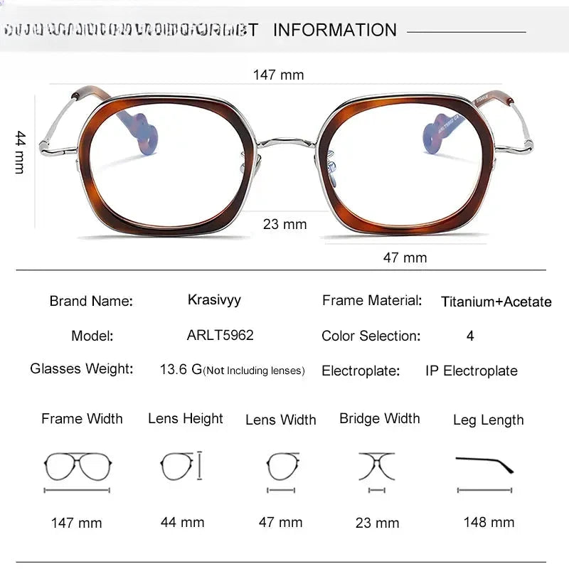 Women's Square Full Rim Titanium Prescription Glasses 45962 — view 2 | Rx Spectacle