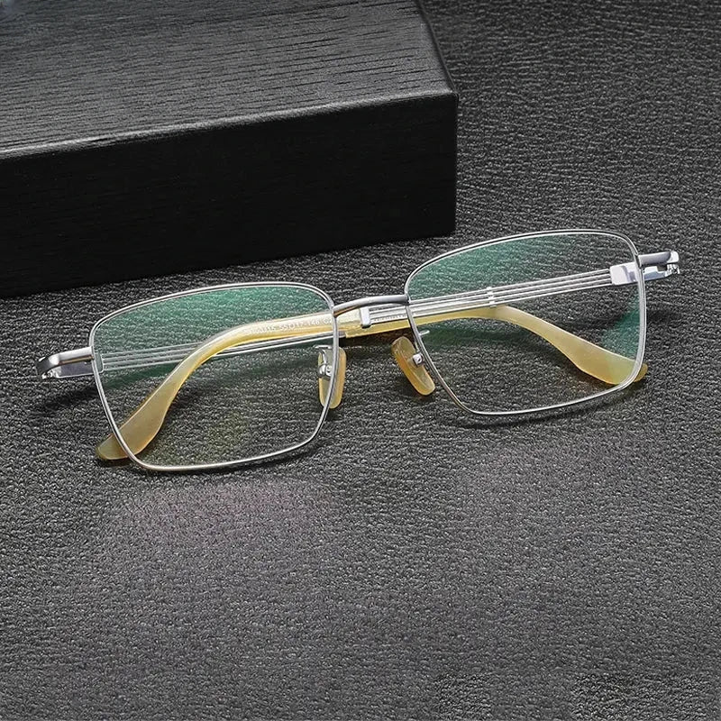 Unisex Square Full Rim Titanium Prescription Glasses Gxy1497 — view 2 | Rx Spectacle