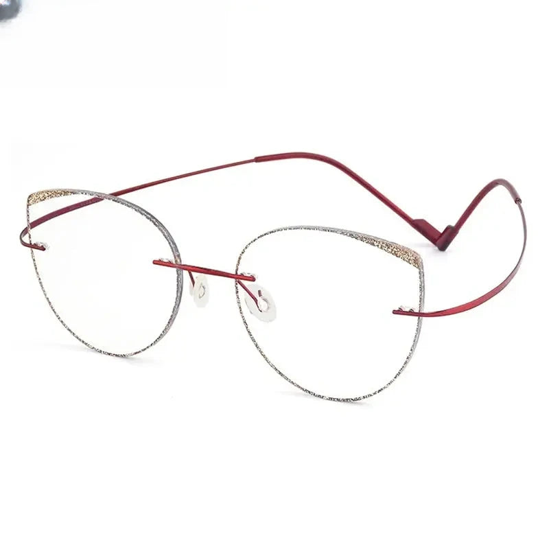 Women's Cat Eye Rimless Titanium Prescription Glasses 431814 — view 7 | Rx Spectacle