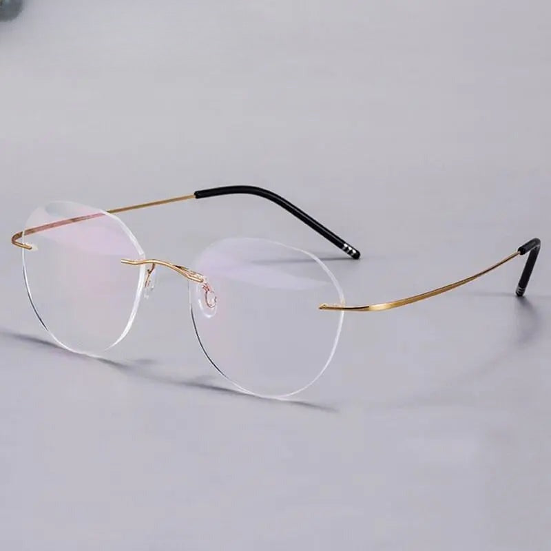 Unisex Round Rimless Titanium Prescription Glasses 8151 — view 3 | Rx Spectacle