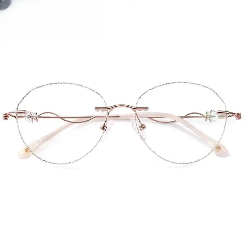 Women's Round Rimless Titanium Prescription Glasses 88128 — view 5 | Rx Spectacle