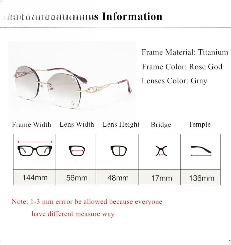 Women's Polygon Rimless Titanium Prescription Glasses 871007 — view 2 | Rx Spectacle